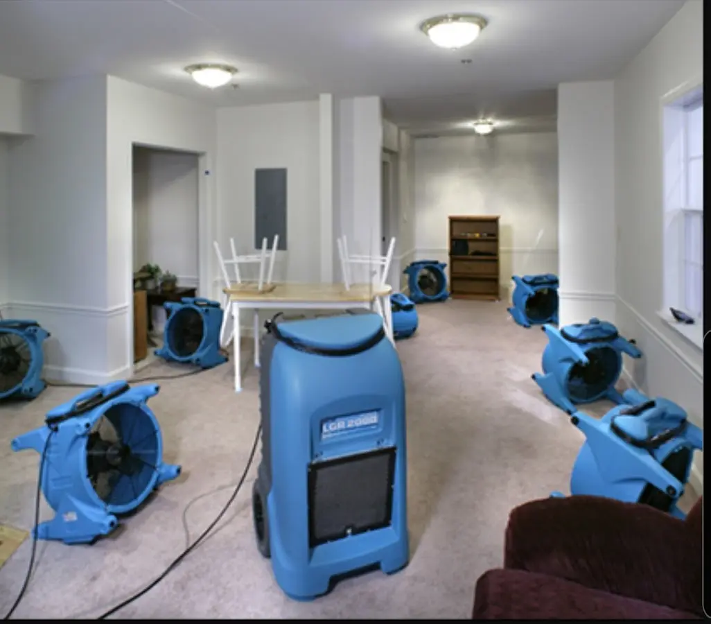 Air movers and dehumidifier setup for Water Damage Restoration in Palmdale